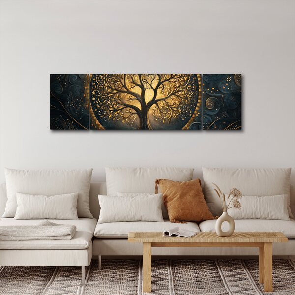 Obraz – Drzewo ze złotą aurą (170x50 cm)