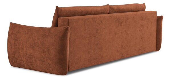 Rozkładana sofa z tkaniny szenilowej w kolorze terakoty 230 cm Leila – Makamii