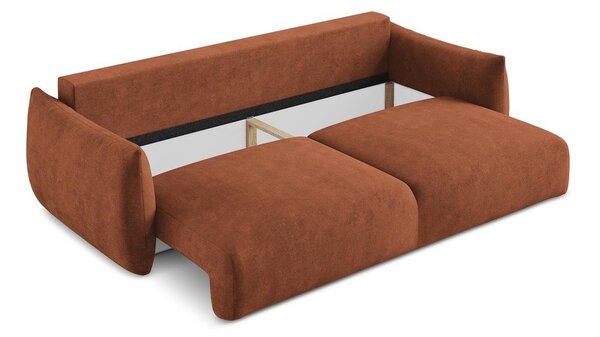 Rozkładana sofa z tkaniny szenilowej w kolorze terakoty 230 cm Leila – Makamii