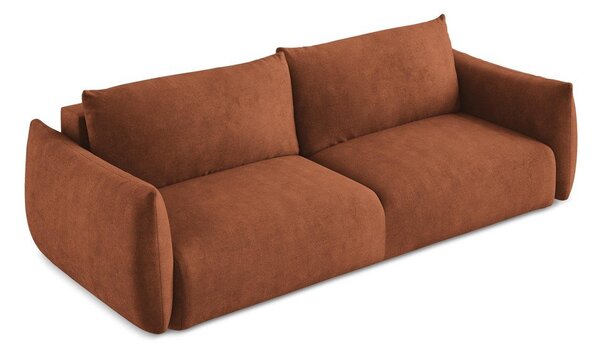 Rozkładana sofa z tkaniny szenilowej w kolorze terakoty 230 cm Leila – Makamii