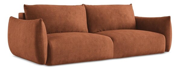 Rozkładana sofa z tkaniny szenilowej w kolorze terakoty 230 cm Leila – Makamii
