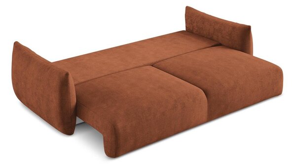 Rozkładana sofa z tkaniny szenilowej w kolorze terakoty 230 cm Leila – Makamii