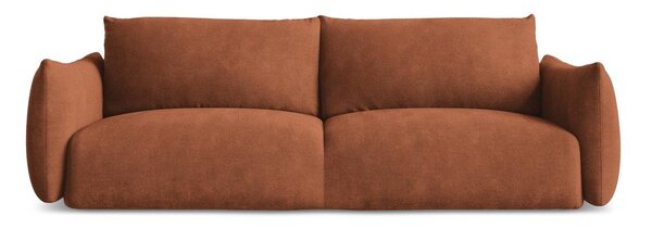 Rozkładana sofa z tkaniny szenilowej w kolorze terakoty 230 cm Leila – Makamii
