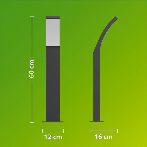 Philips Słupek oświetleniowy LED Splay UE, 60 cm, antracyt, IP44, czarny, aluminium