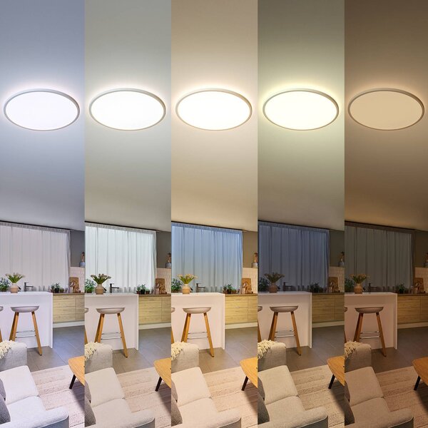 Philips Lampa sufitowa Superslim, możliwość ściemniania, biały / opal, salon / jadalnia, tworzywo sztuczne