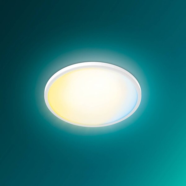 Philips Lampa sufitowa Superslim, możliwość ściemniania, biały / opal, salon / jadalnia, tworzywo sztuczne