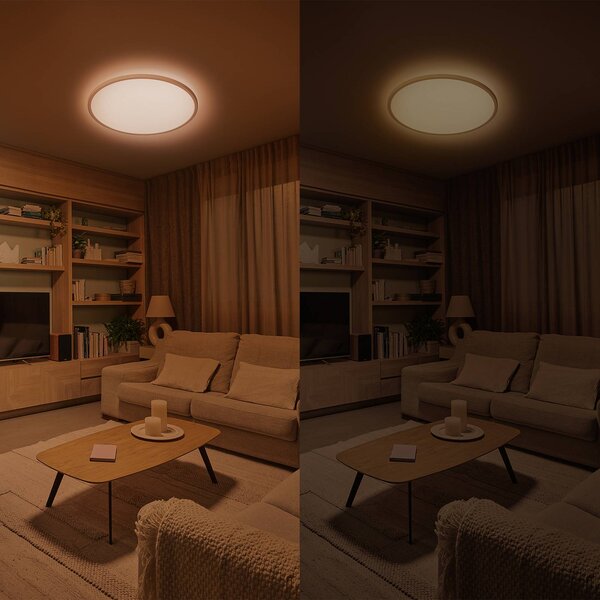 Philips Lampa sufitowa Superslim, możliwość ściemniania, biały / opal, salon / jadalnia, tworzywo sztuczne