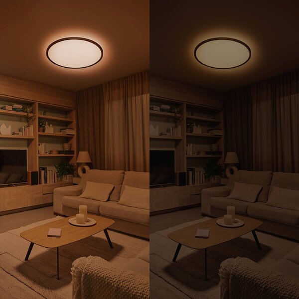 Philips Lampa sufitowa Superslim, możliwość ściemniania, czarny, salon / jadalnia, tworzywo sztuczne