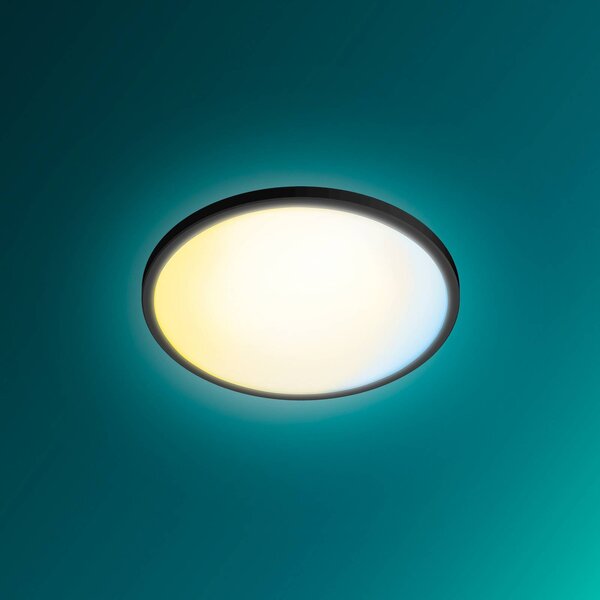 Philips Lampa sufitowa Superslim, możliwość ściemniania, czarny, salon / jadalnia, tworzywo sztuczne