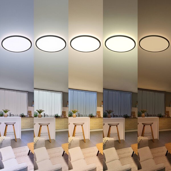 Philips Lampa sufitowa Superslim, możliwość ściemniania, czarny, salon / jadalnia, tworzywo sztuczne