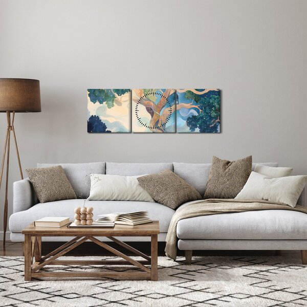 Obraz – Kosmiczne drzewo (z zegarem) (90x30 cm)