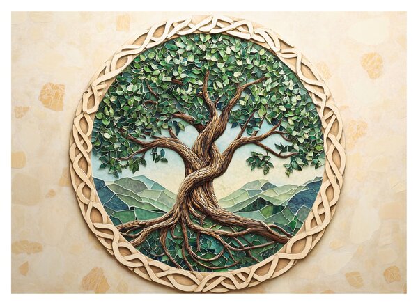 Obraz na szkle – Splecione drzewo życia (70x50 cm)
