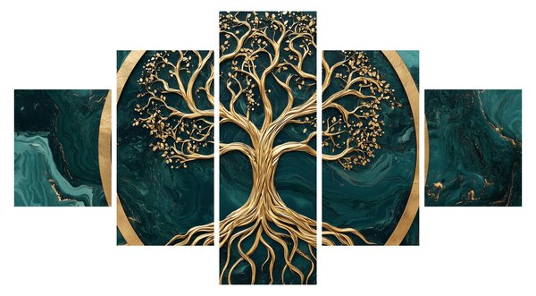 Obraz – Złote drzewo życia w marmurze (125x70 cm)