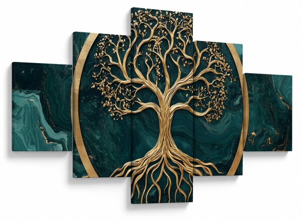 Obraz – Złote drzewo życia w marmurze (125x70 cm)