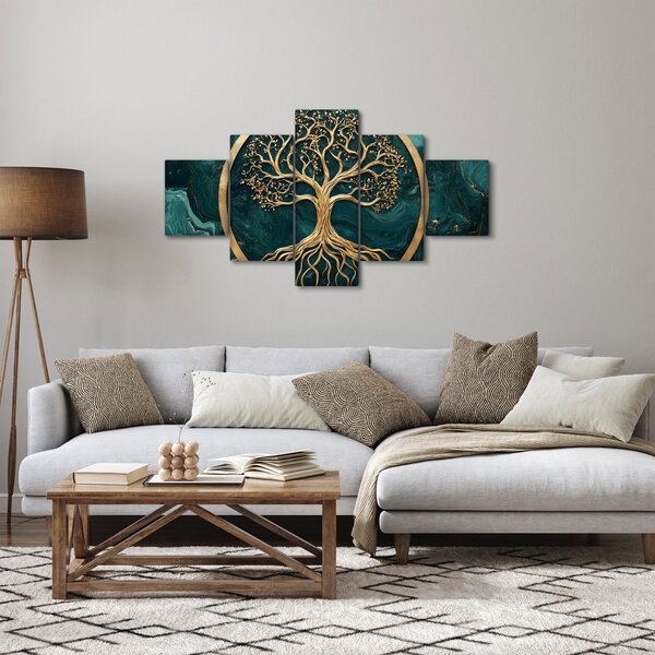 Obraz – Złote drzewo życia w marmurze (125x70 cm)