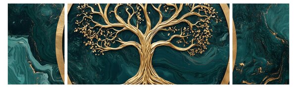 Obraz – Złote drzewo życia w marmurze (170x50 cm)