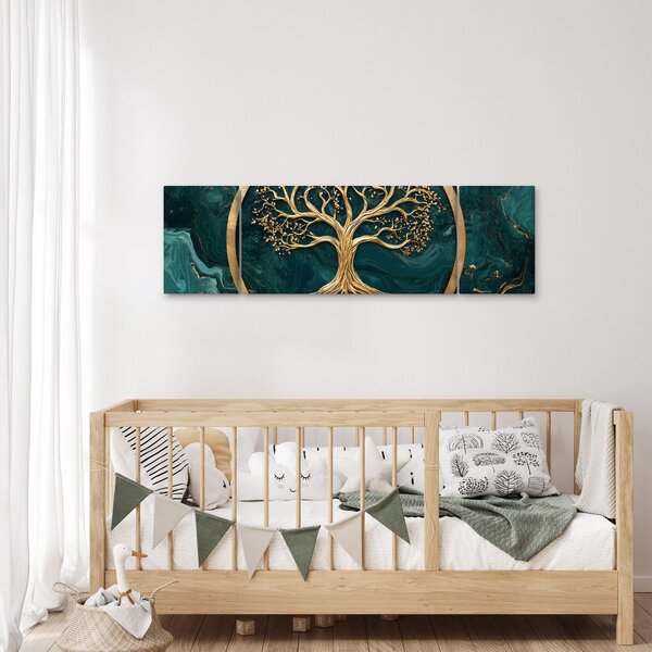 Obraz – Złote drzewo życia w marmurze (170x50 cm)