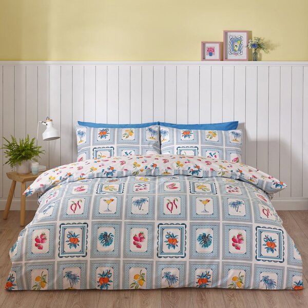 Niebieska pościel dwuosobowa 230x220 cm Riviera Tiles – Catherine Lansfield