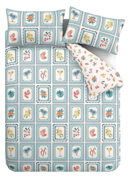Niebieska pościel dwuosobowa 230x220 cm Riviera Tiles – Catherine Lansfield