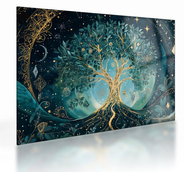 Obraz na szkle – Drzewo życia we wszechświecie (70x50 cm)