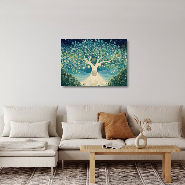 Obraz na szkle – Magiczne drzewo ze spiralami (70x50 cm)