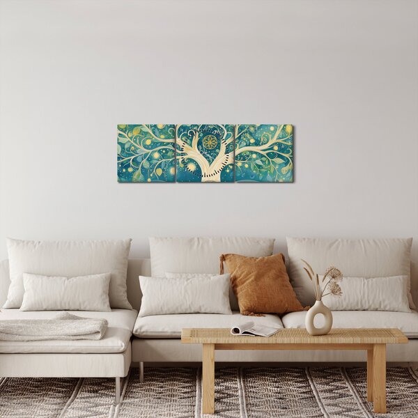 Obraz – Magiczne drzewo ze spiralami (z zegarem) (90x30 cm)