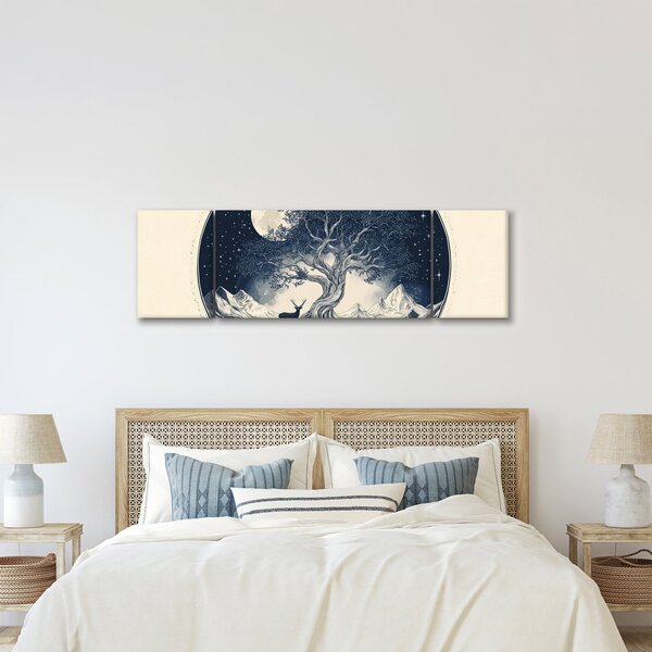 Obraz – Magiczne drzewo z jeleniem I. (170x50 cm)