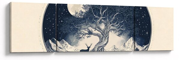 Obraz – Magiczne drzewo z jeleniem I. (170x50 cm)