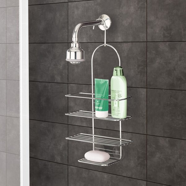 Wisząca stalowa półka łazienkowa w kolorze srebra z połyskiem Luxy – Metaltex