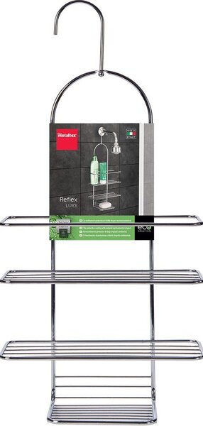 Wisząca stalowa półka łazienkowa w kolorze srebra z połyskiem Luxy – Metaltex