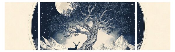 Obraz – Magiczne drzewo z jeleniem I. (170x50 cm)