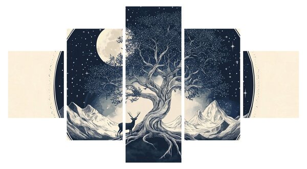 Obraz – Magiczne drzewo z jeleniem I. (125x70 cm)