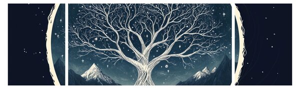 Obraz – Magiczne drzewo z jeleniem II. (170x50 cm)