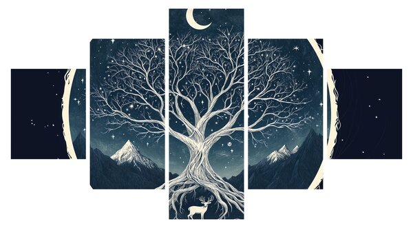 Obraz – Magiczne drzewo z jeleniem II. (125x70 cm)