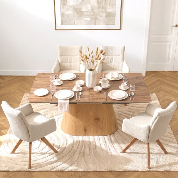 Stół Rozkładany Prostokątny LIZBONA 160-200 cm Ceramiczny Dąb do Jadalni Skandynawski
