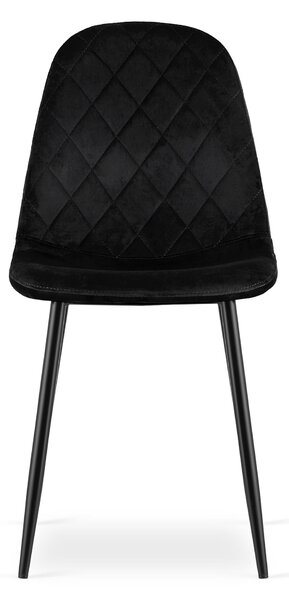 Zestaw jadalniany 1 + 4, czarny stół ADRIA 120x80 cm + czarne aksamitowe krzesło ASTI z czarnymi nogami