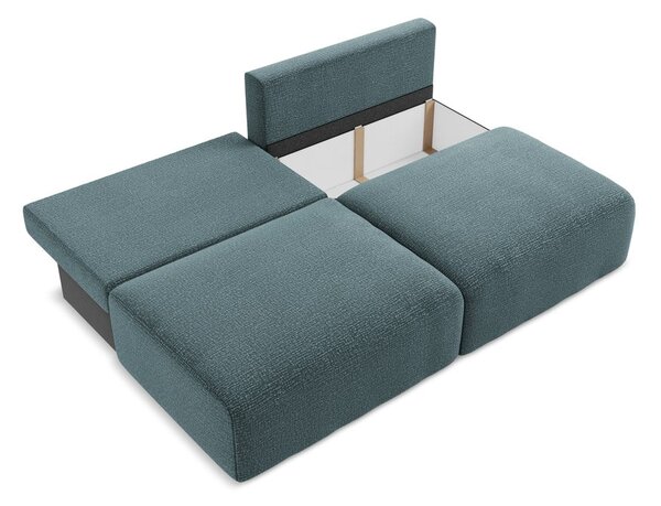 Turkusowa rozkładana/ze schowkiem sofa 216 cm Kalena – Makamii
