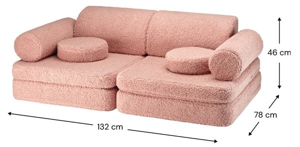 Różowa sofa dla dzieci z materiału bouclé 132 cm Settee – Wigiwama