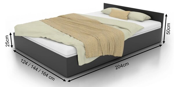 Czarne minimalistyczne łóżko z zagłówkiem w 3 rozmiarach 120/140/160x200 B9-W65