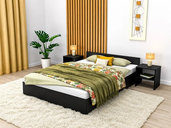 Czarne minimalistyczne łóżko z zagłówkiem w 3 rozmiarach 120/140/160x200 B9-W65