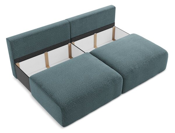 Turkusowa rozkładana/ze schowkiem sofa 216 cm Kalena – Makamii