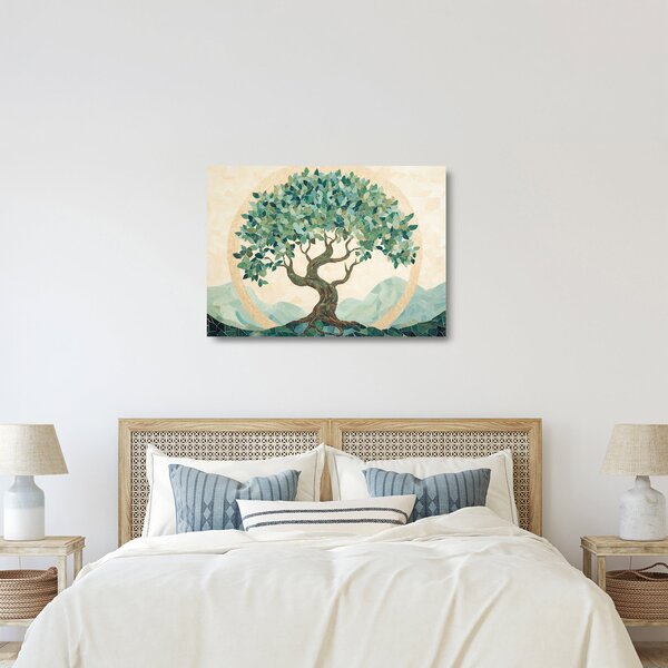 Obraz na szkle – Elegancka mozaika z drzewem (70x50 cm)