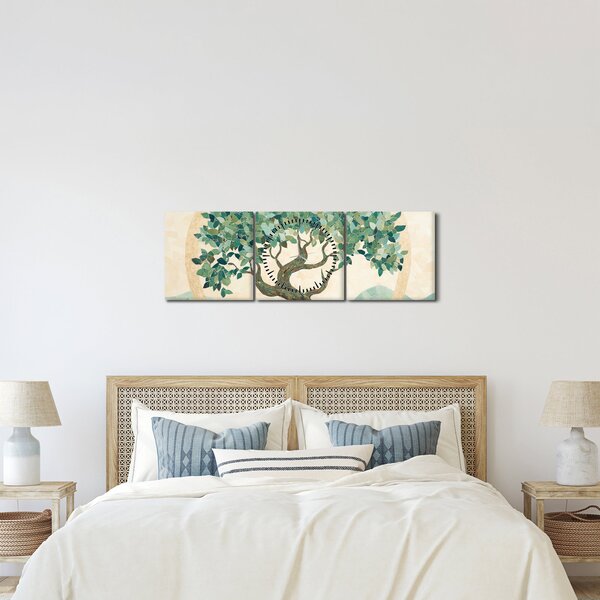 Obraz – Elegancka mozaika z drzewem (z zegarem) (90x30 cm)