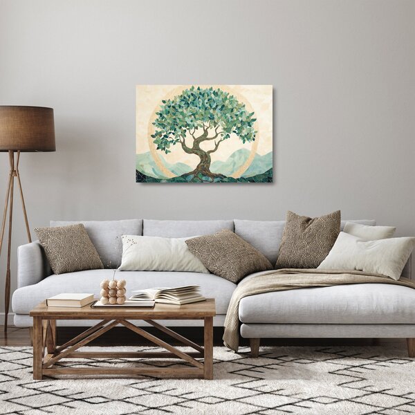 Obraz na szkle – Elegancka mozaika z drzewem (70x50 cm)