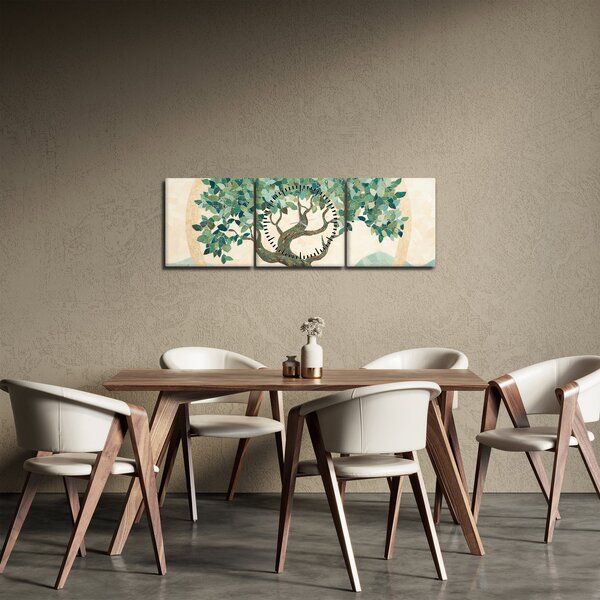 Obraz – Elegancka mozaika z drzewem (z zegarem) (90x30 cm)