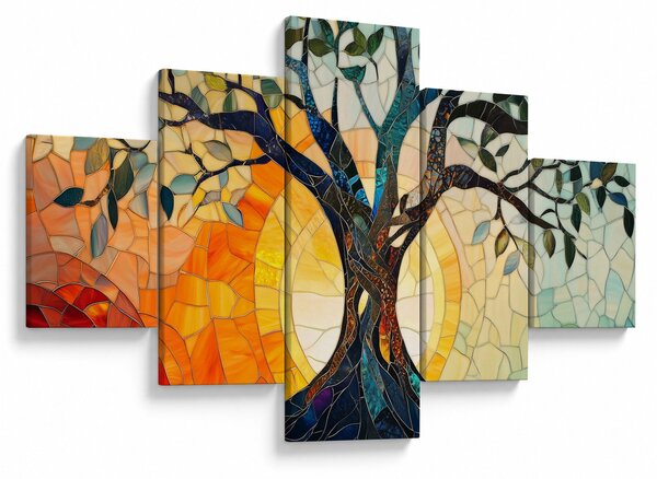 Obraz – Mozaika – słońce i drzewo I. (125x70 cm)