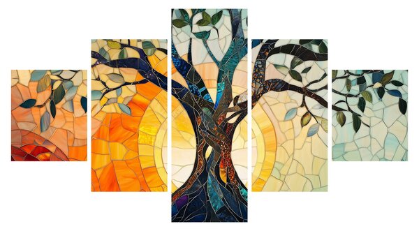 Obraz – Mozaika – słońce i drzewo I. (125x70 cm)