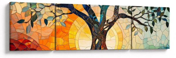 Obraz – Mozaika – słońce i drzewo I. (170x50 cm)