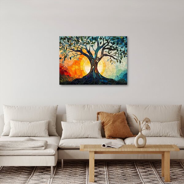 Obraz – Mozaika – słońce i drzewo I. (70x50 cm)