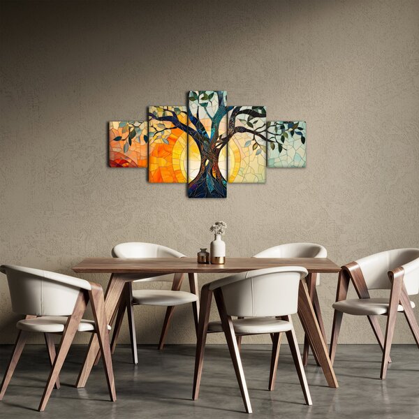 Obraz – Mozaika – słońce i drzewo I. (125x70 cm)